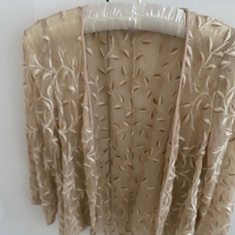 BEADED AND FLOWER LEAF  APPLIQUE JACKET